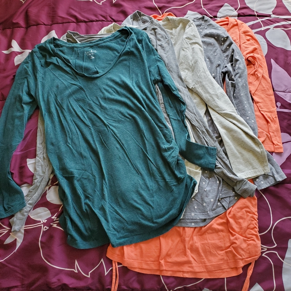 5 long sleeve maternity shirt bundle